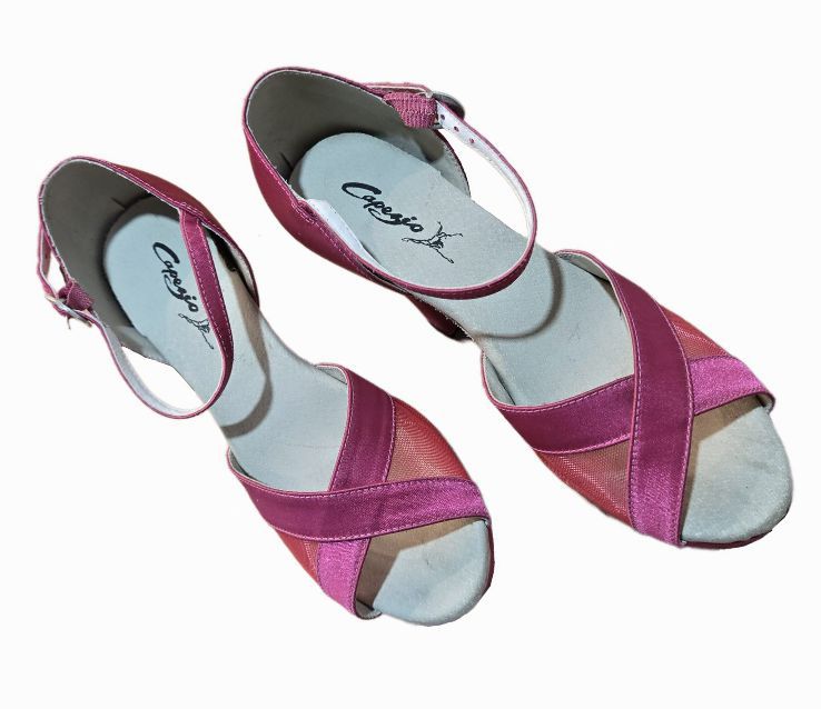 Sandalia para dança de salão CJ22 Pink 33 salto 8cm